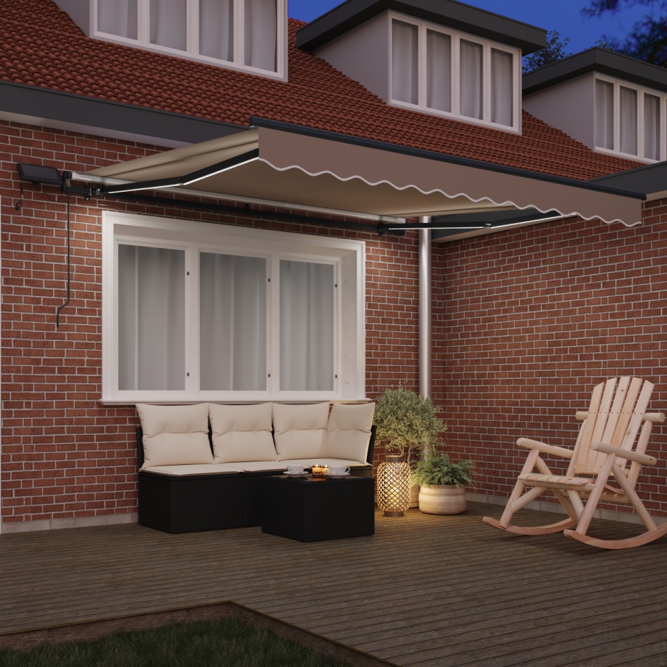 Marchiză manuală retractabilă cu LED Bej 350x250 cm, Material de înlocuire pentru marchiză pentru cadru de 3.5x2.5 m Bej - 2 | YEO