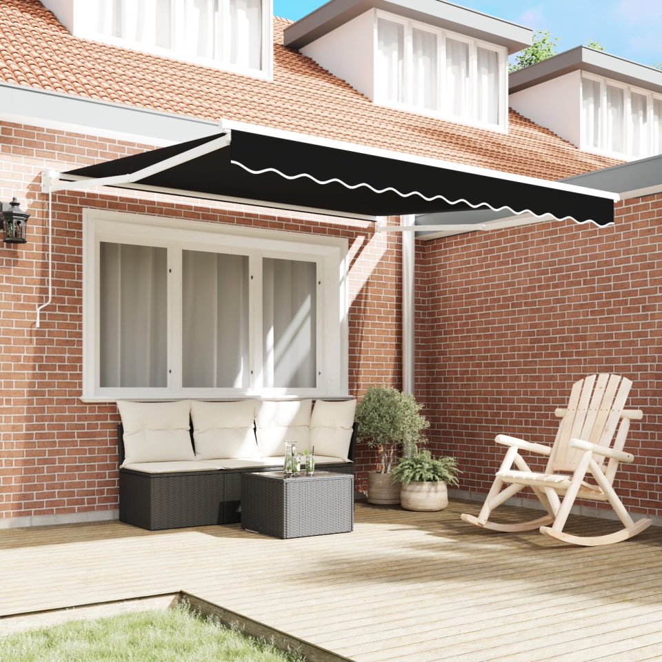 Marchiza manuală retractabilă Neagră 300x250 cm, Material de înlocuire pentru marchiză pentru cadru de 3x2.5 m Negru - 2 | YEO