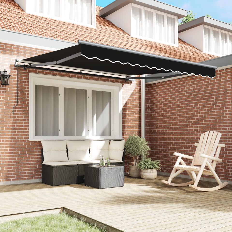 Marchiza manuală retractabilă Negru 350x250 cm, Material de înlocuire pentru marchiză pentru cadru de 3,5x2,5 m Negru - 2 | YEO