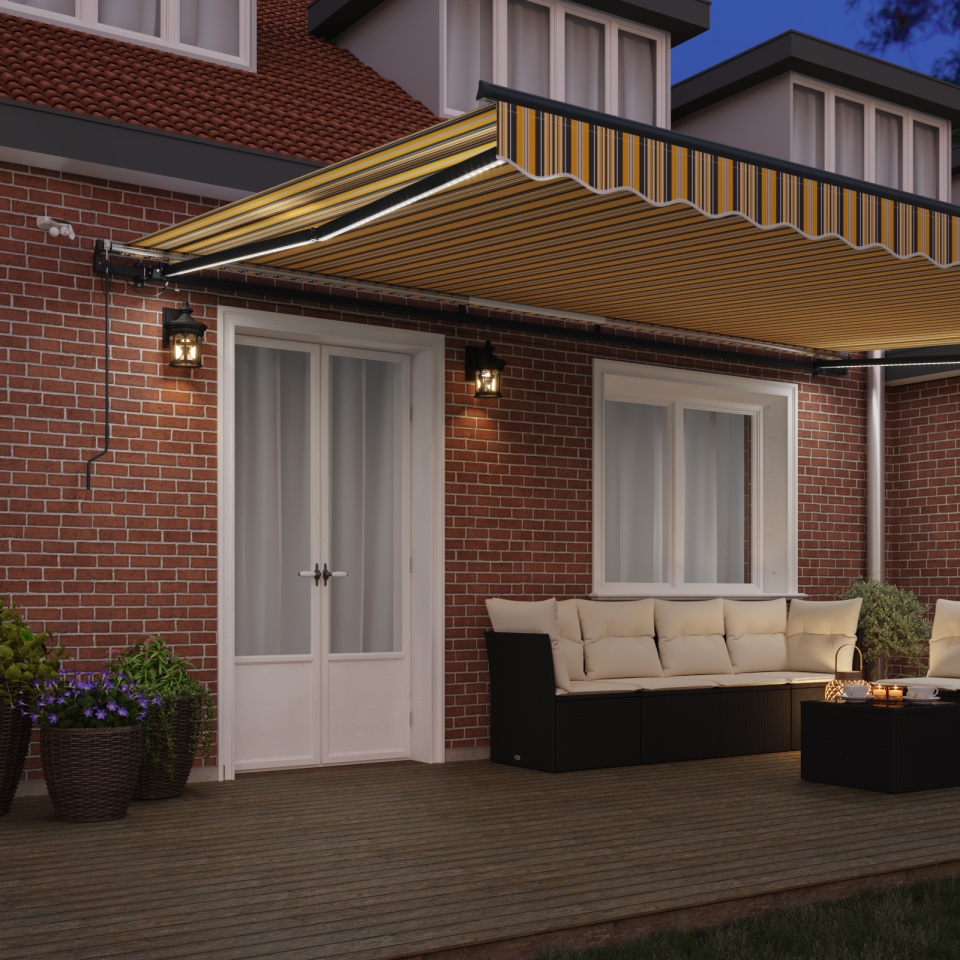 Marchiză retractabilă automată cu dungi multicolore LED 500x300 cm - 2 | YEO