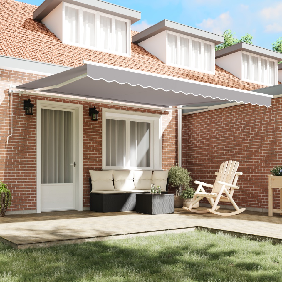 Marchiză Retractabilă Automată Gri Deschis 400x300 cm, Material de Înlocuire pentru Marchiză de 4x3 m Gri Deschis - 2 | YEO