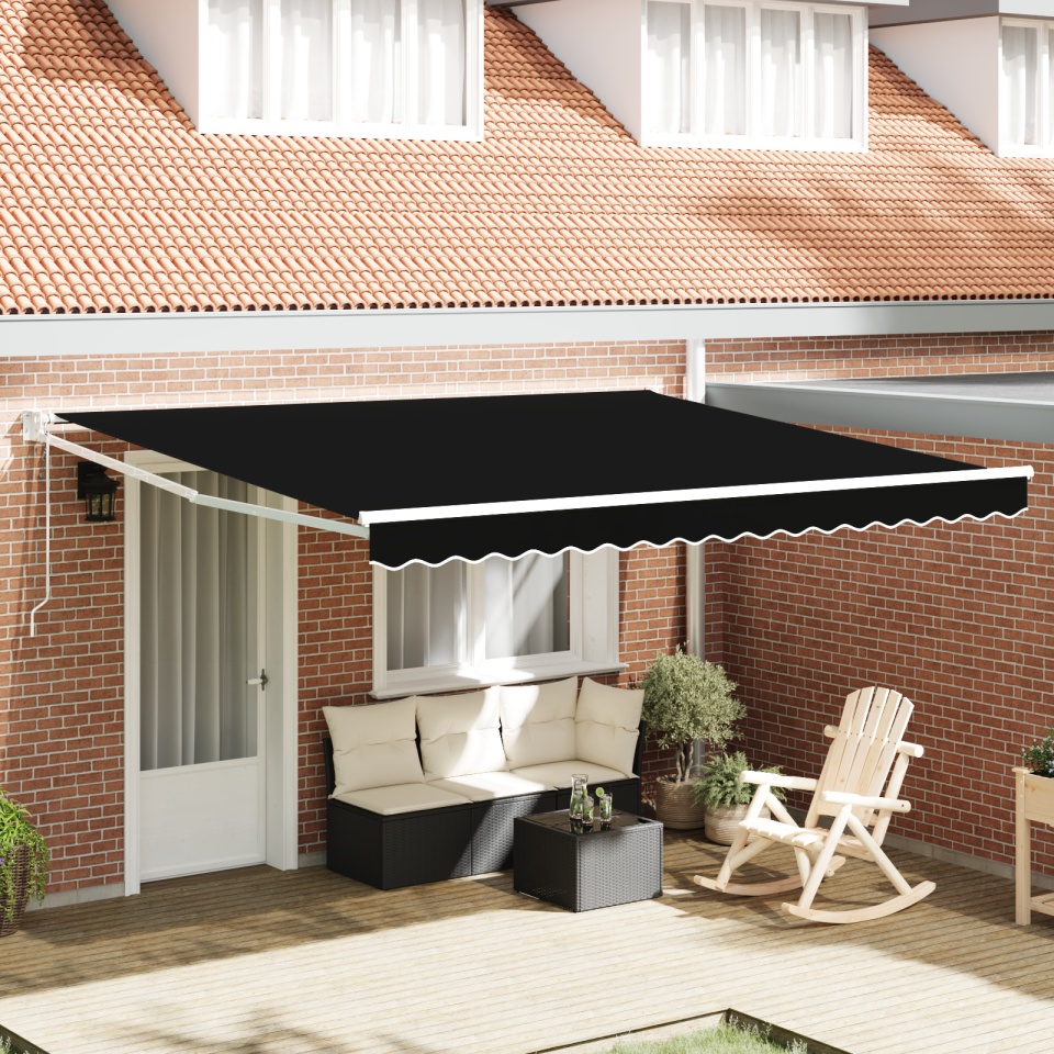 Marchiza retractabilă automată Neagră 400x300 cm, Material de înlocuire pentru marchiză pentru cadru de 4x3 m Negru