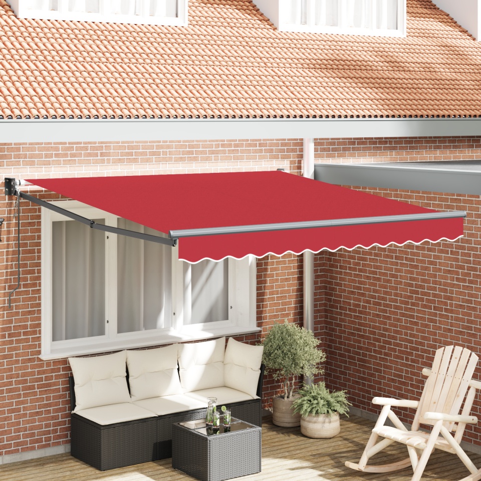 Marchiză Retractabilă Automată Roșie 300x250 cm, Țesătură de înlocuire pentru marchiză pentru cadru de 3x2.5 m Roșie