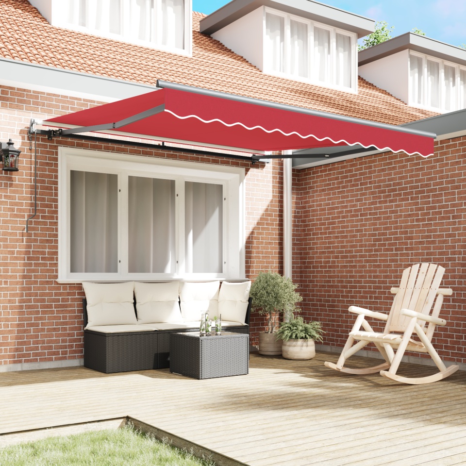 Marchiză Retractabilă Automată Roșie 350x250 cm, Material de înlocuire pentru marchiză de 3.5x2.5 m Cadru Roșu - 2 | YEO