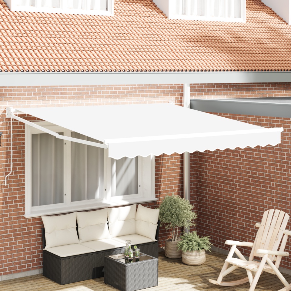 Marchiză retractabilă manuală Alb 300x250 cm, Material de înlocuire pentru marchiză pentru cadru de 3x2.5 m Alb