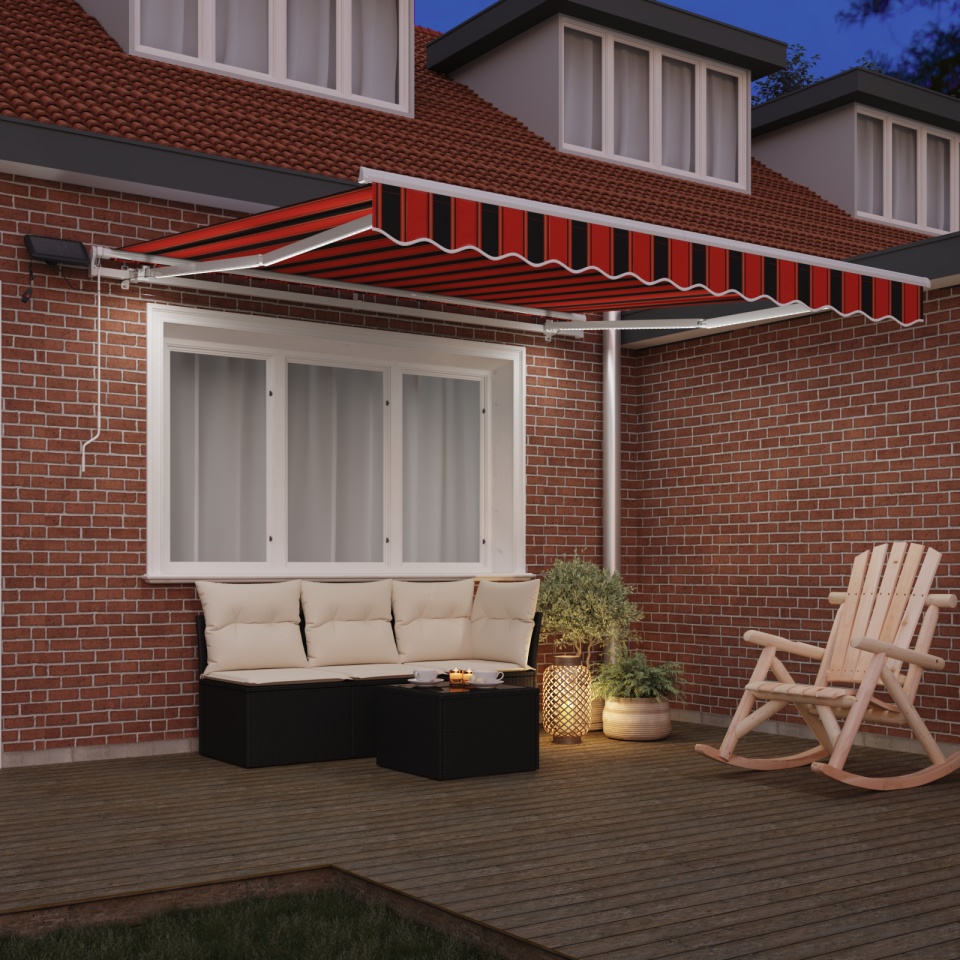 Marchiză retractabilă manuală cu LED Portocalie și Maro 300x250 cm - 2 | YEO