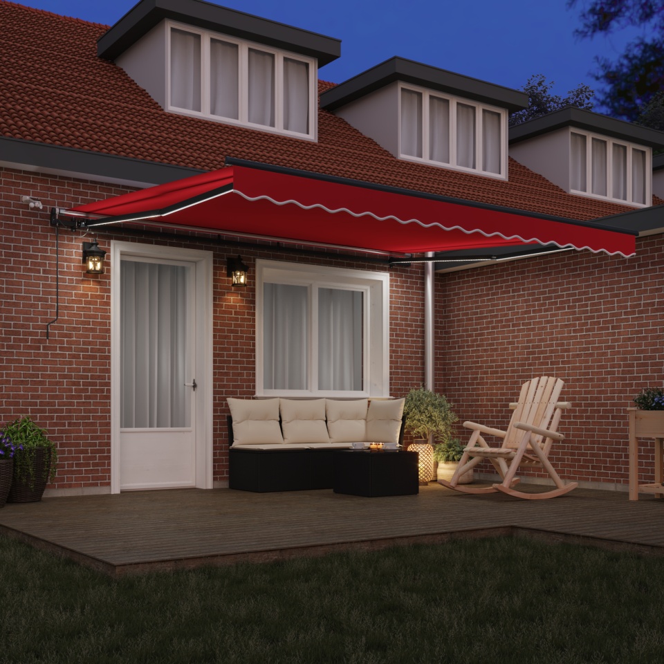 Marciză retractabilă automată cu LED roșie 400x300 cm, ViaXL Material de înlocuire pentru marciză de 4x3 m roșie - 2 | YEO