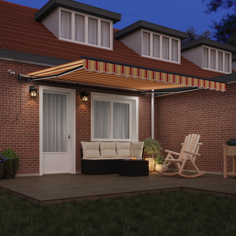 Markiză retractabilă automată cu LED galben și portocalie 400x300 cm - 2 | YEO