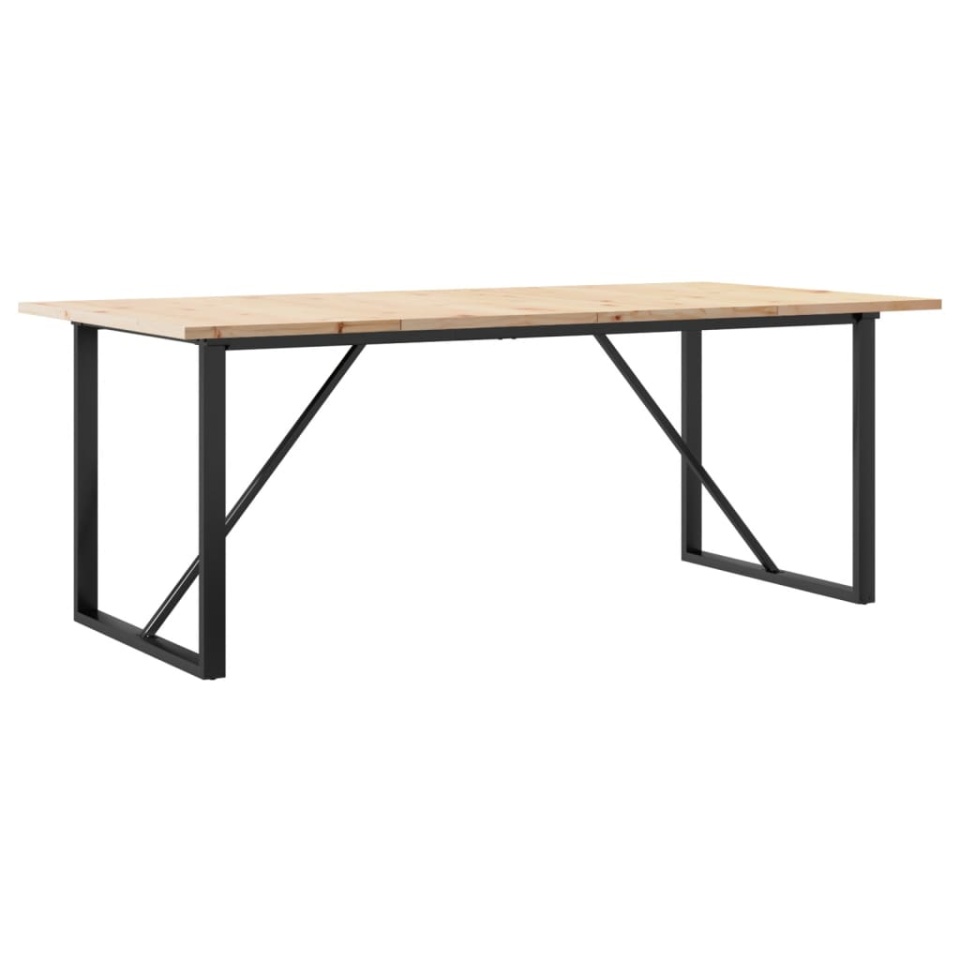 Masă bucătărie, cadru O, 200x100x75,5cm lemn masiv pin și fontă - 1 | YEO