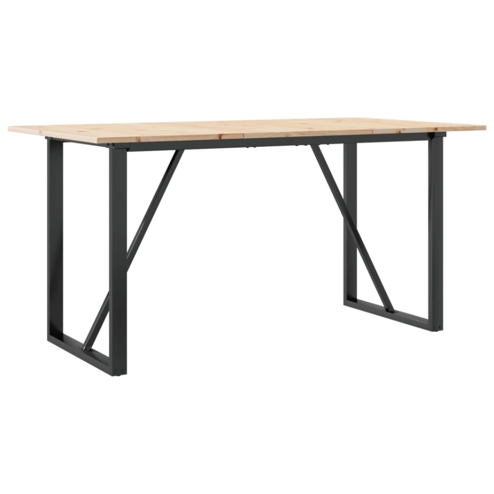 Masă de bucătărie, cadru O, 140x80x75cm lemn masiv pin și fontă - 1 | YEO