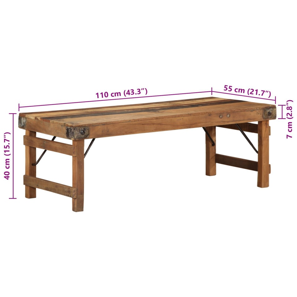 Masă de cafea 110x55x40 cm din lemn masiv recuperat - 2 | YEO