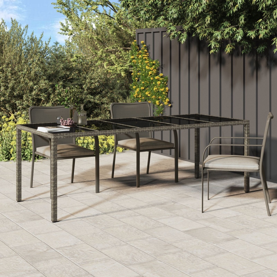 Masă de dining pentru grădină Gri 250x100x75 cm Poliratan