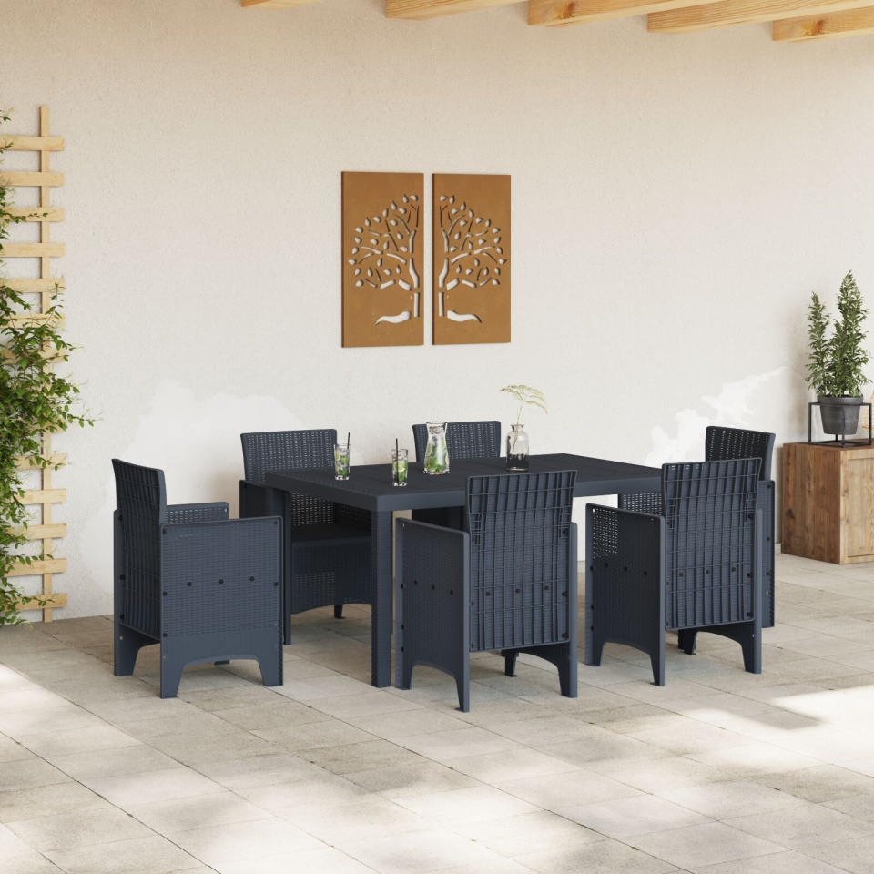 Masă de Exterior Antracit Plastic Medie Durabilă Masă de Patio - 2 | YEO