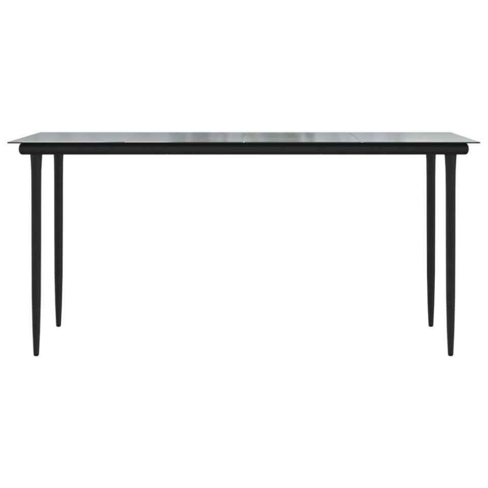 Masă de grădină, negru, 160x80x74 cm, oțel & sticlă securizată - 2 | YEO