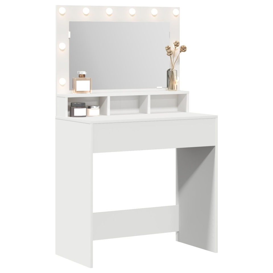 Masă de toaletă cu lumini LED Alb 79x41x135 cm - 2 | YEO