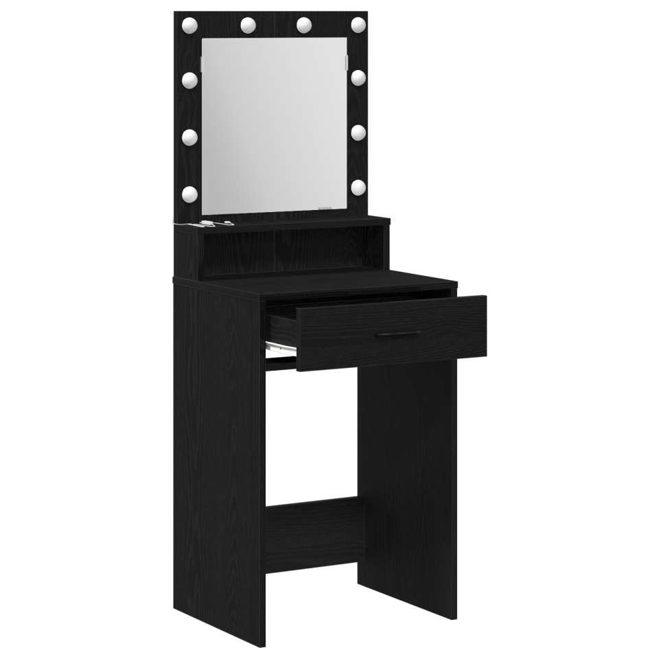 Masa de toaletă cu lumini LED, Stejar Negru, 50x41x135 cm - 3 | YEO