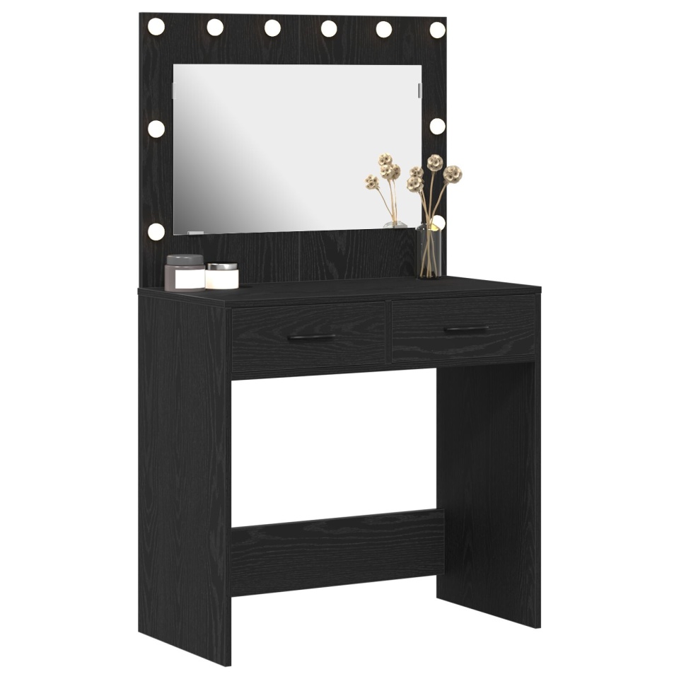 Masa de toaletă cu lumini LED, Stejar negru, 78,5 x 41 x 135 cm - 2 | YEO