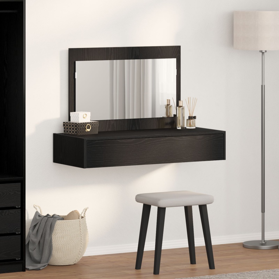Masă de toaletă suspendată Negru Stejar 100x40x70 cm - 3 | YEO