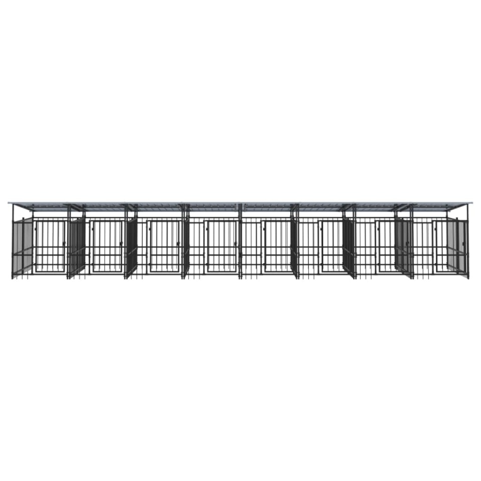 Padoc pentru câini de exterior cu acoperiș, 15,02 m², oțel - 2 | YEO