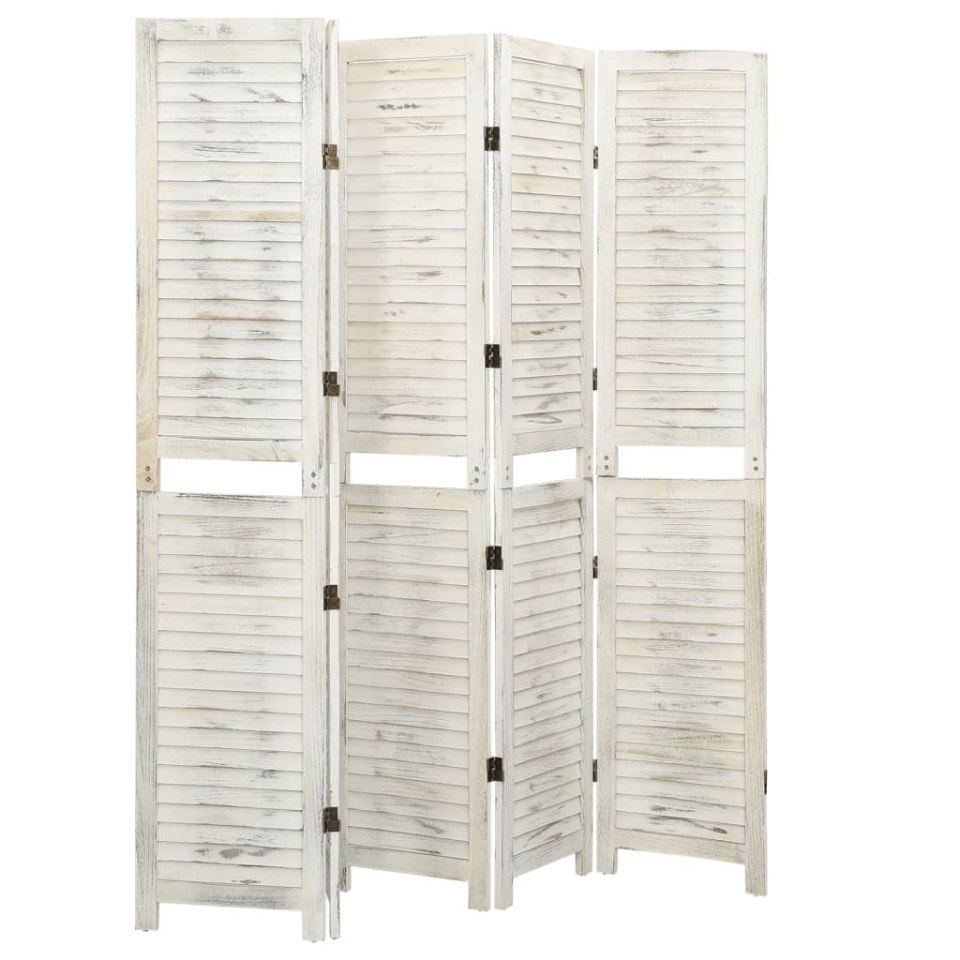 Paravan de cameră cu 5 panouri alb antichizat 178,5x166 cm lemn - 3 | YEO