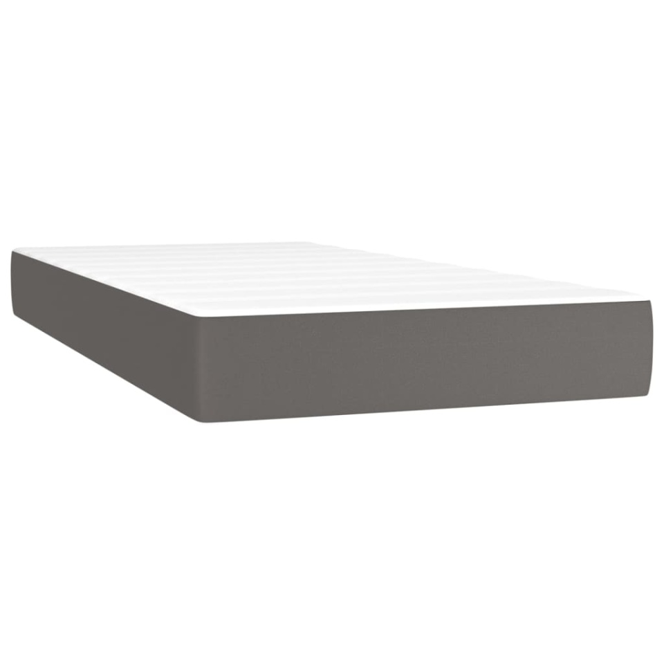 Pat box spring cu saltea, gri, 100x200 cm, piele ecologică - 3 | YEO