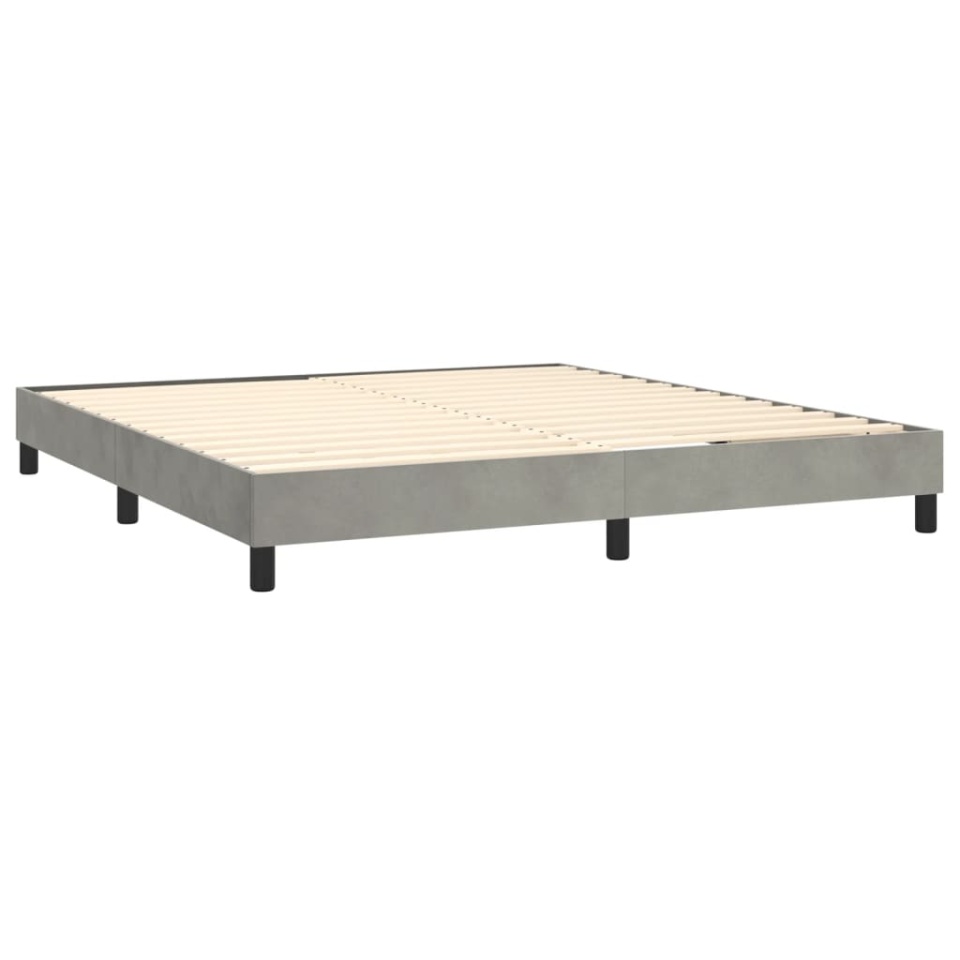 Pat box spring cu saltea, gri deschis, 160x200 cm, catifea - 3 | YEO