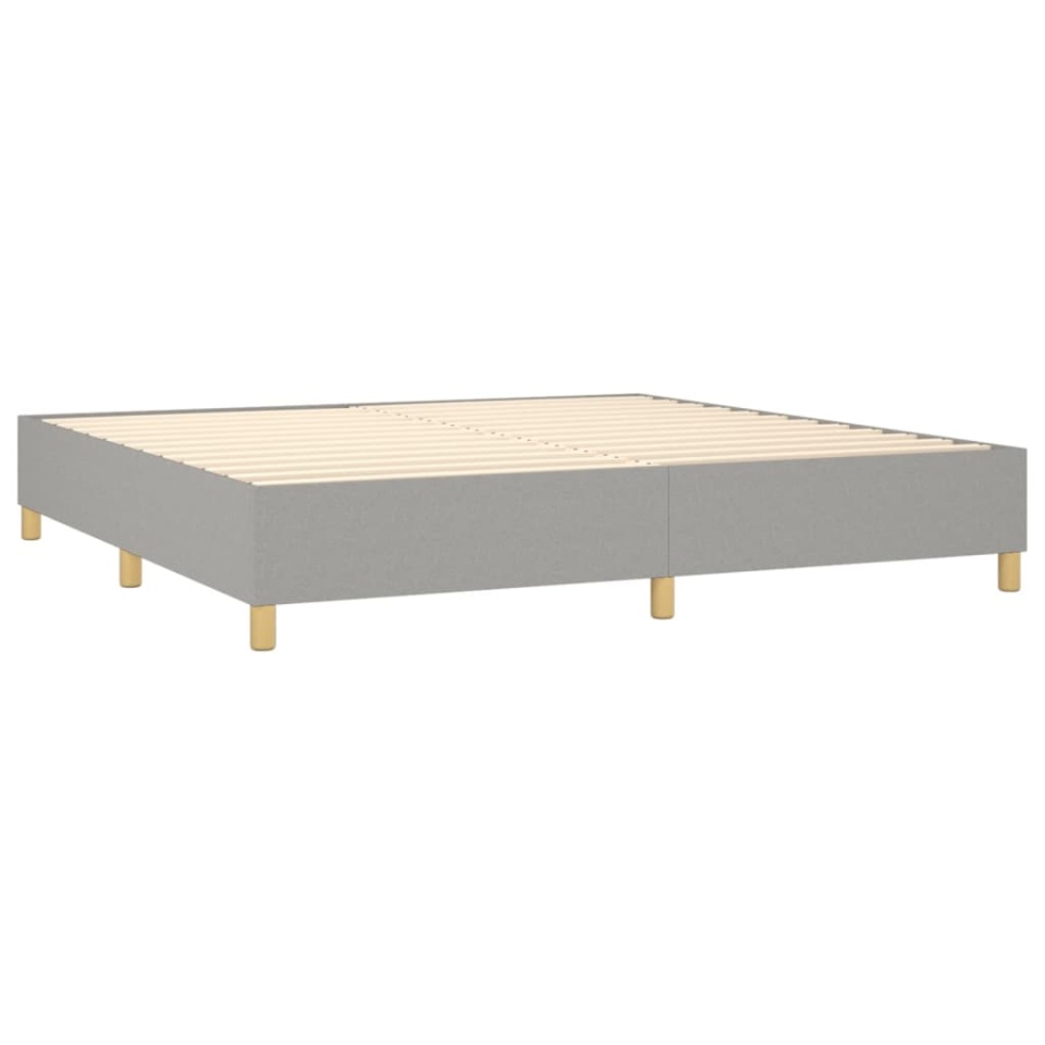 Pat box spring cu saltea, gri deschis, 200x200 cm, textil - 3 | YEO