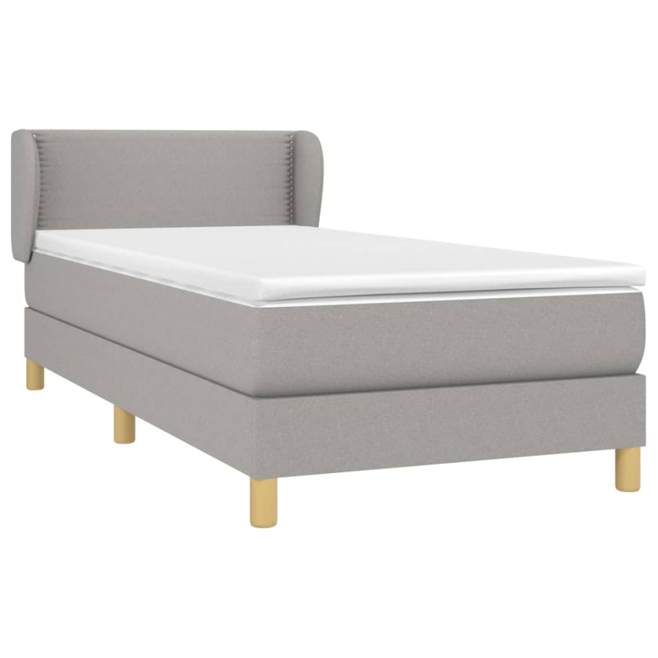 Pat box spring cu saltea, gri deschis, 90x200 cm, textil - 2 | YEO
