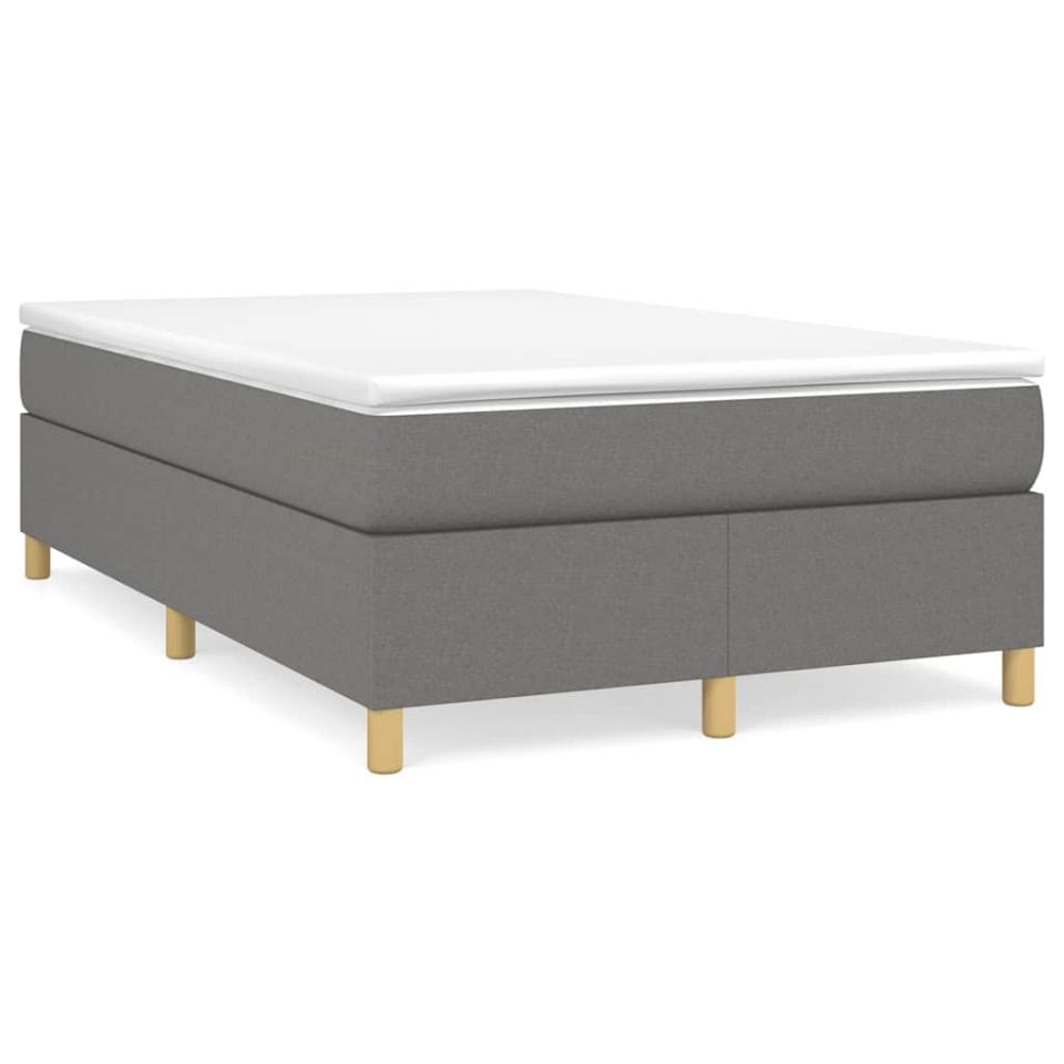 Pat box spring cu saltea, gri închis, 120x190 cm, textil