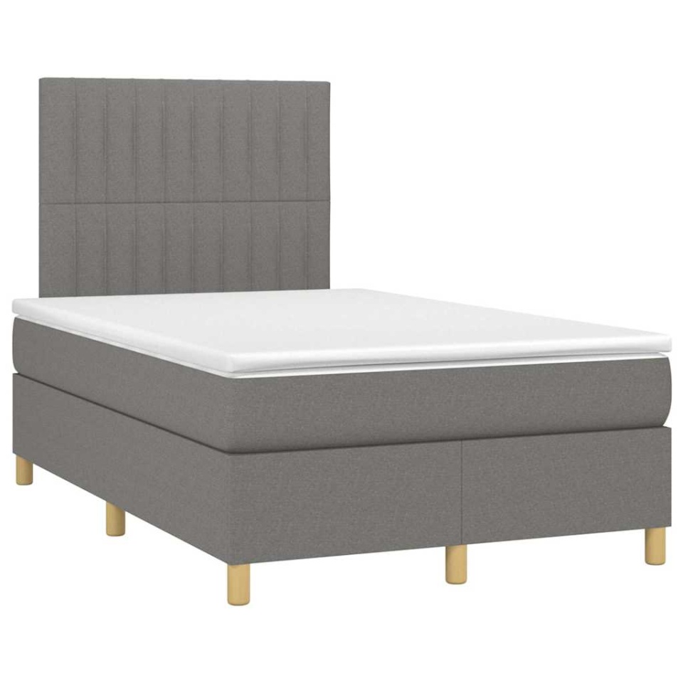 Pat box spring cu saltea, gri închis, 120x190 cm, textil - 1 | YEO