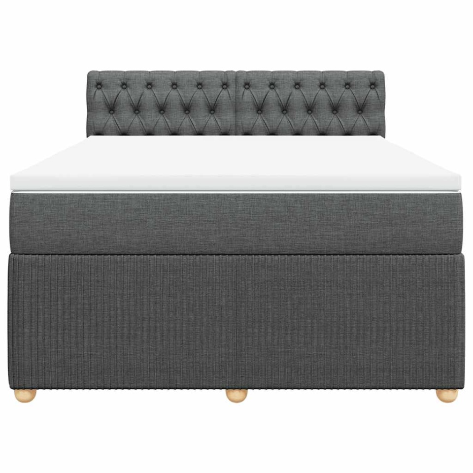 Pat box spring cu saltea, gri închis, 140x200 cm, textil - 3 | YEO