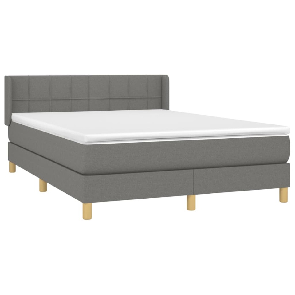 Pat box spring cu saltea, gri închis, 140x200 cm, textil - 2 | YEO