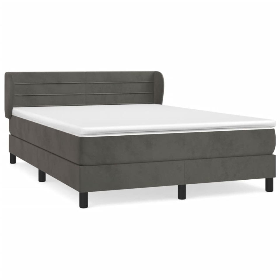 Pat box spring cu saltea, gri închis, 180x200 cm, catifea - 1 | YEO