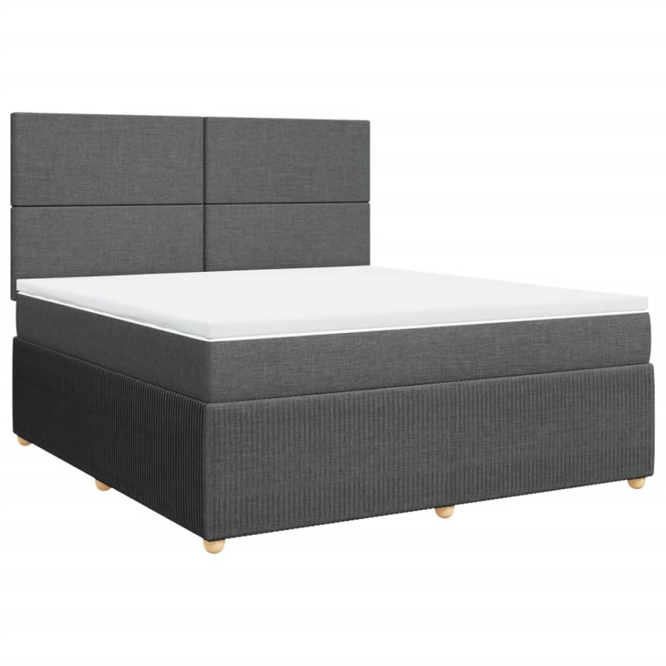 Pat box spring cu saltea, gri închis, 180x200 cm, textil - 1 | YEO