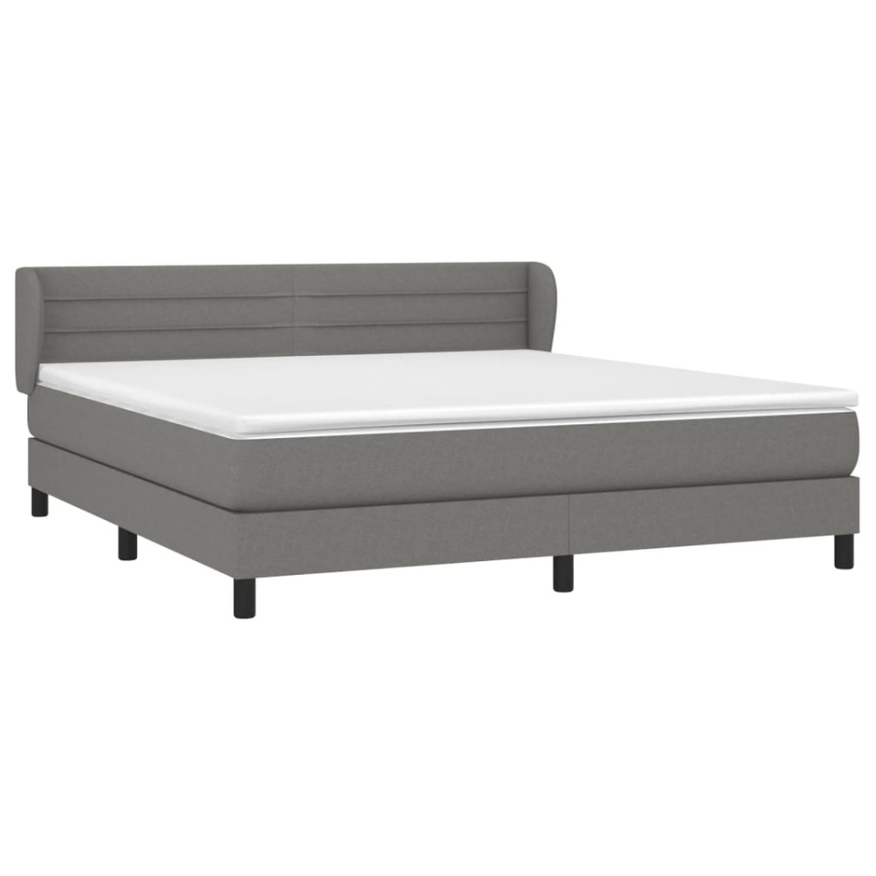 Pat box spring cu saltea, gri închis, 180x200 cm, textil - 2 | YEO