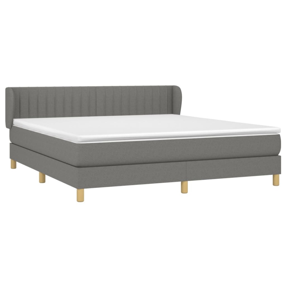 Pat box spring cu saltea, gri închis, 180x200 cm, textil - 2 | YEO