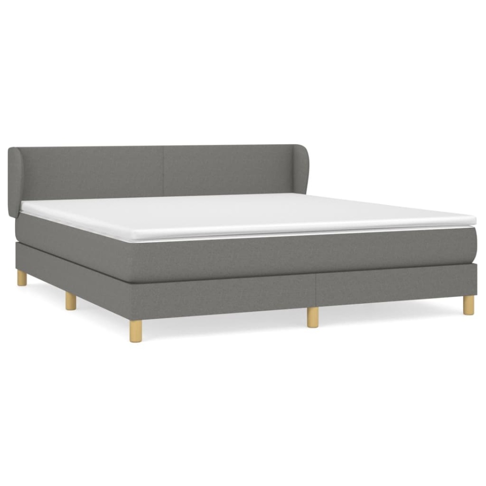 Pat box spring cu saltea, gri închis, 180x200 cm, textil - 1 | YEO