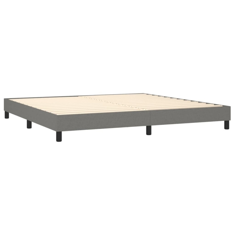 Pat box spring cu saltea, gri închis, 180x200 cm, textil - 3 | YEO
