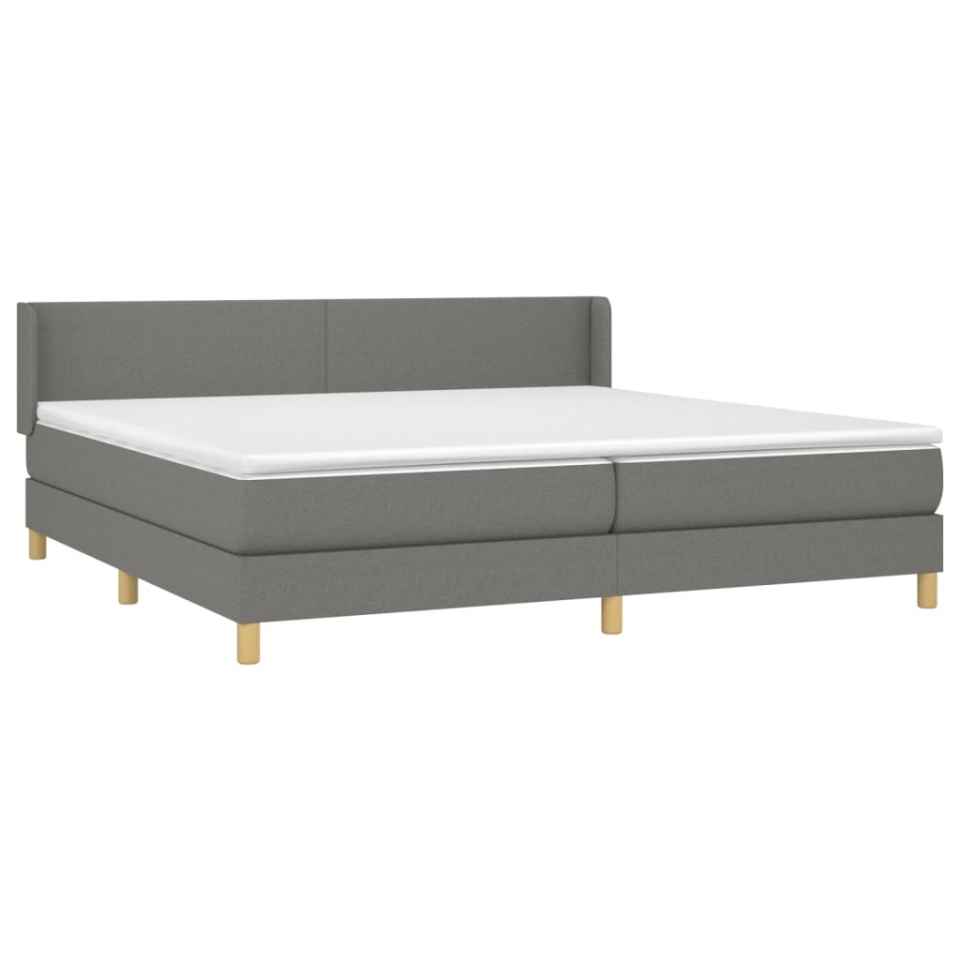 Pat box spring cu saltea, gri închis, 200x200 cm, textil - 2 | YEO