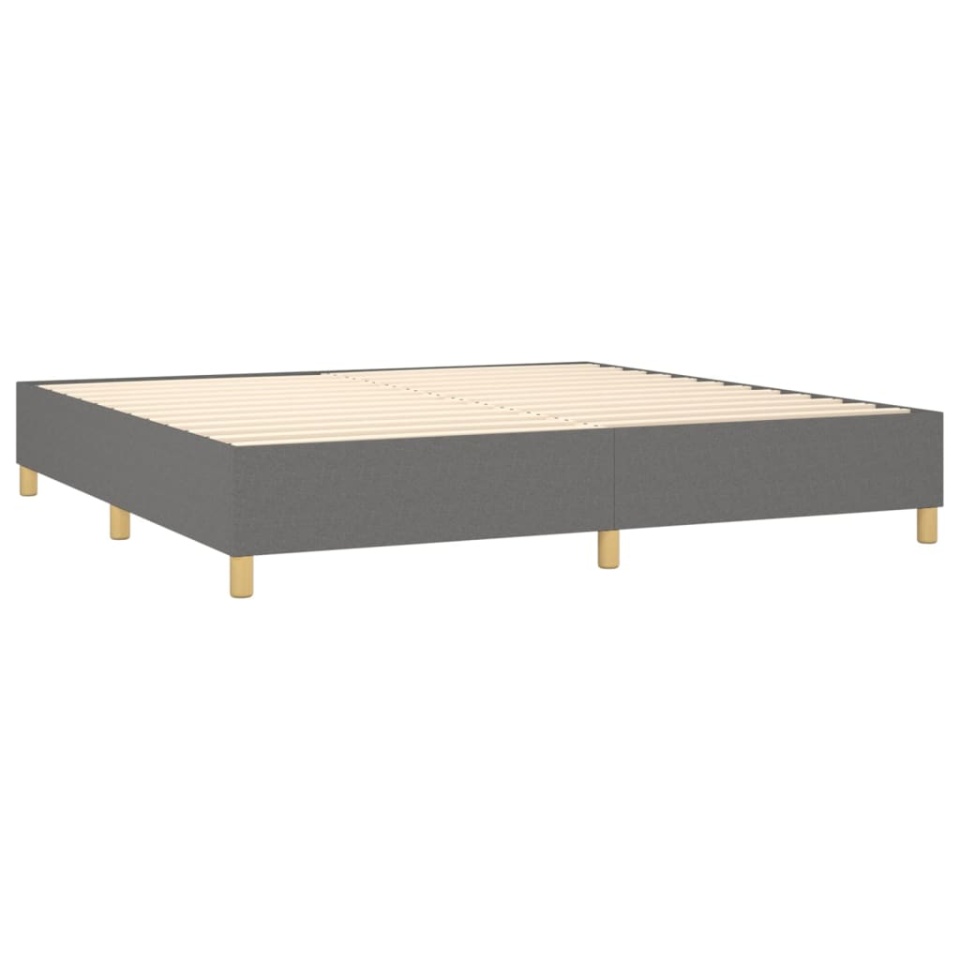 Pat box spring cu saltea, gri închis, 200x200 cm, textil - 3 | YEO