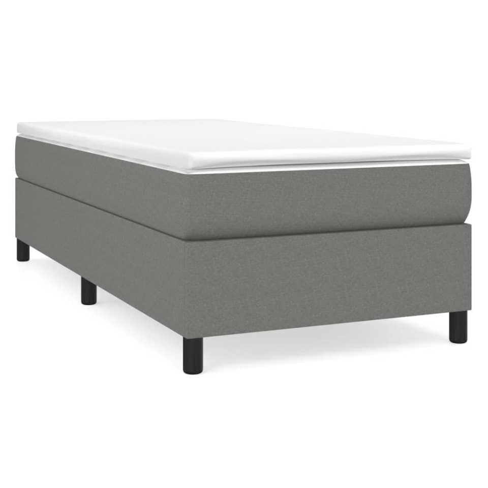 Pat box spring cu saltea, gri închis, 90x190 cm, textil - 1 | YEO