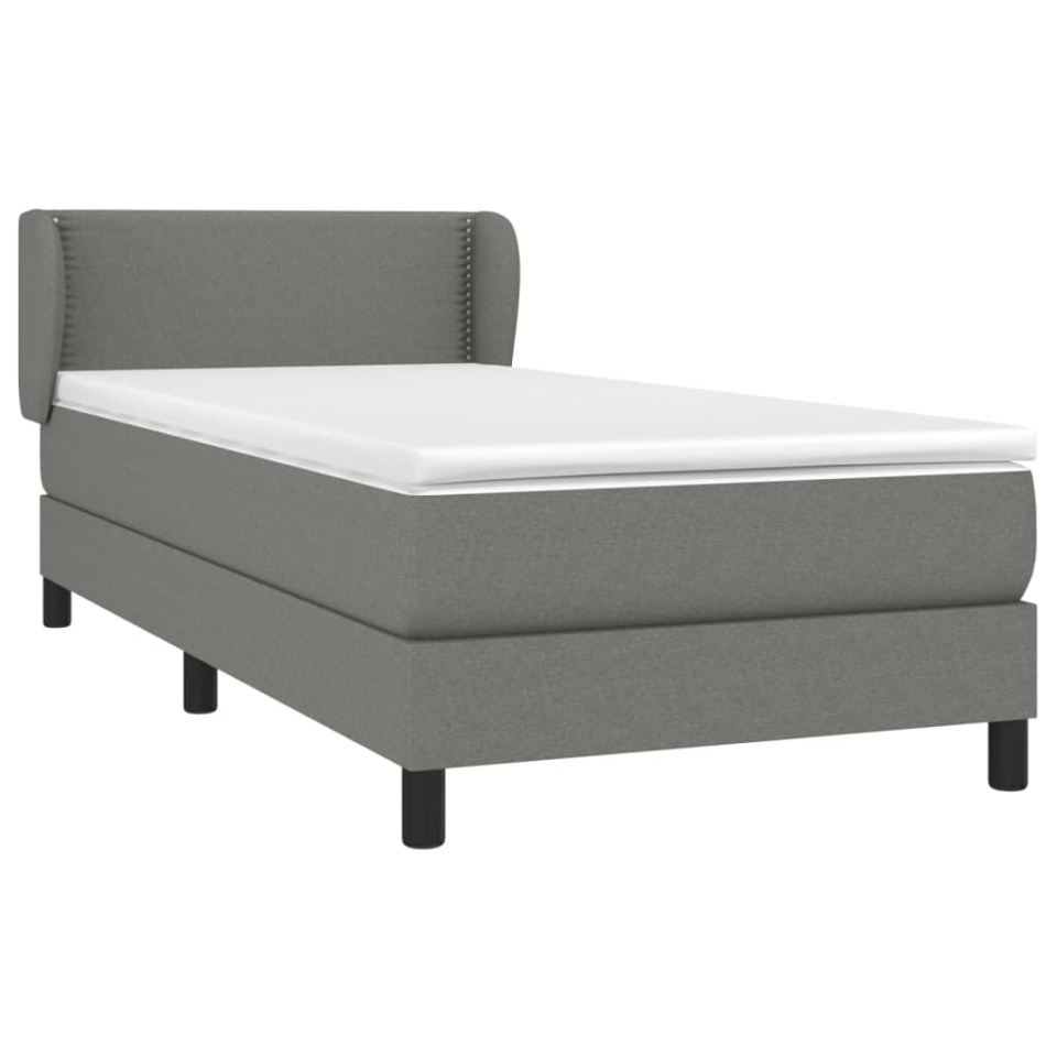 Pat box spring cu saltea, gri închis, 90x200 cm, textil - 2 | YEO
