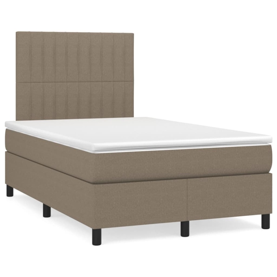 Pat box spring cu saltea, gri taupe, 120x200 cm, textil - 1 | YEO