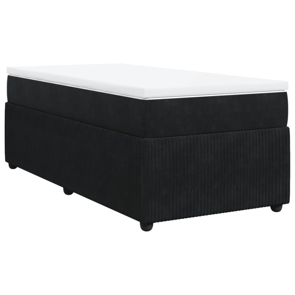 Pat box spring cu saltea, negru, 100x200 cm, catifea - 1 | YEO