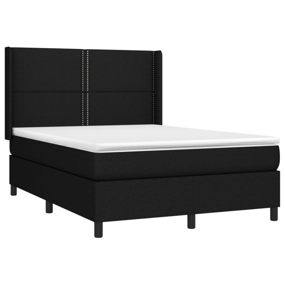 Pat box spring cu saltea, negru, 140x190 cm, textil - 2 | YEO