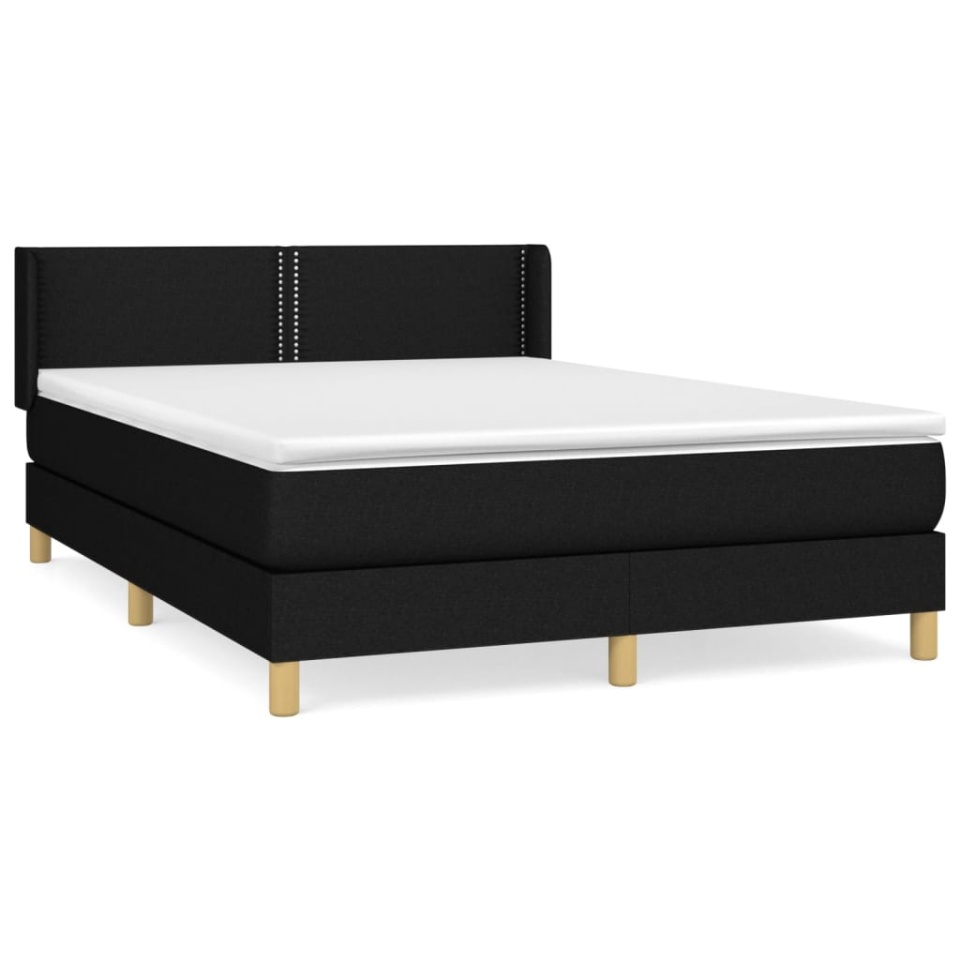 Pat box spring cu saltea, negru, 140x190 cm, textil - 1 | YEO