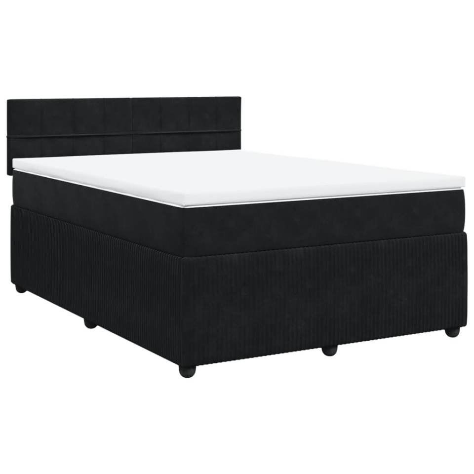 Pat box spring cu saltea, negru, 160x200 cm, catifea - 2 | YEO