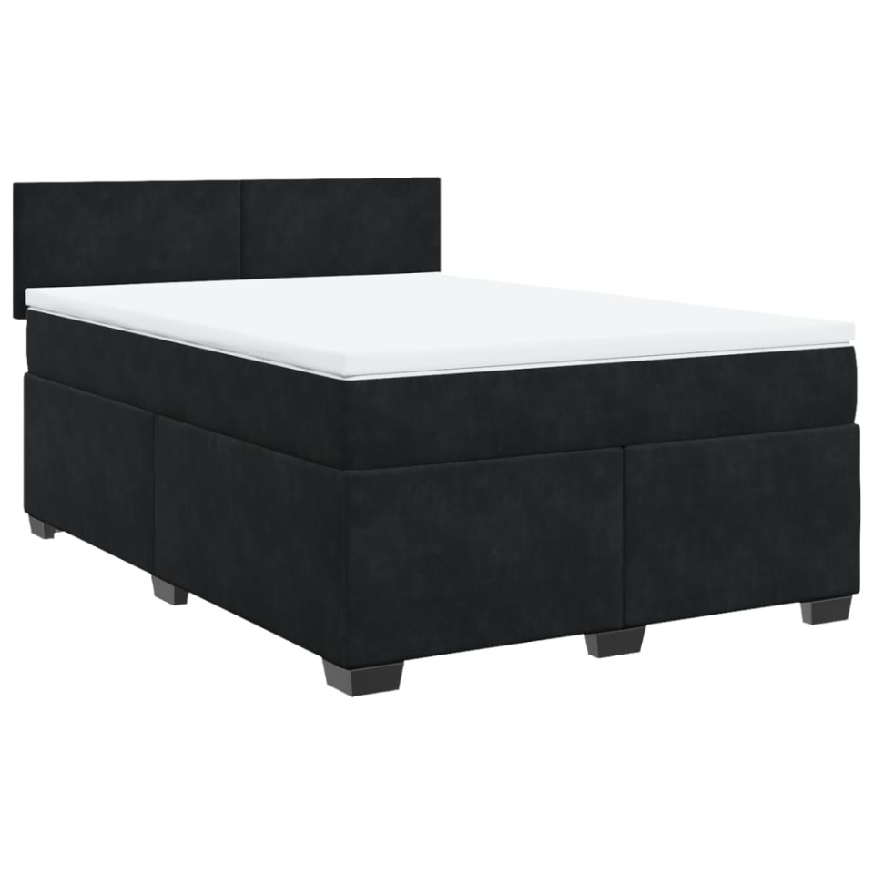 Pat box spring cu saltea, negru, 160x200 cm, catifea - 2 | YEO