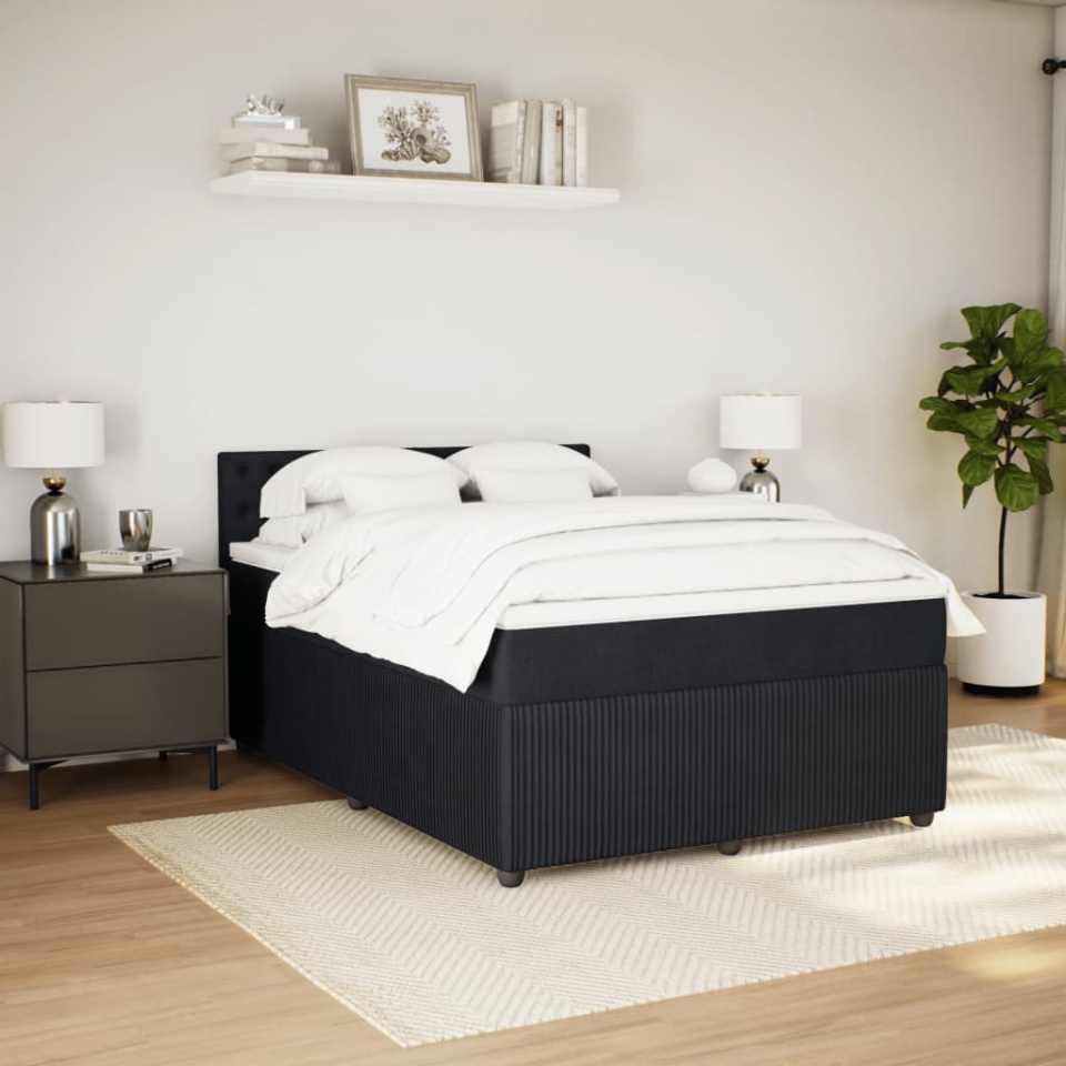 Pat box spring cu saltea, negru, 160x200 cm, catifea - 2 | YEO
