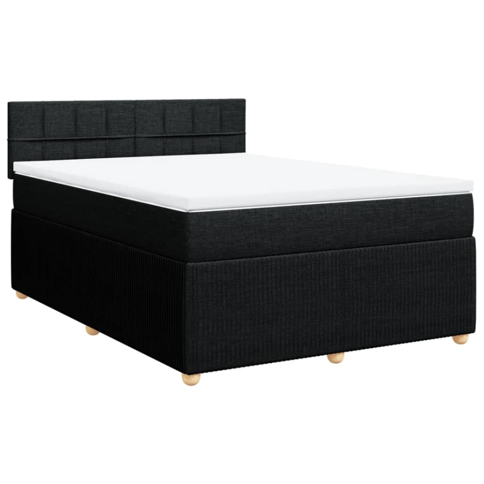 Pat box spring cu saltea, negru, 160x200 cm, textil - 2 | YEO
